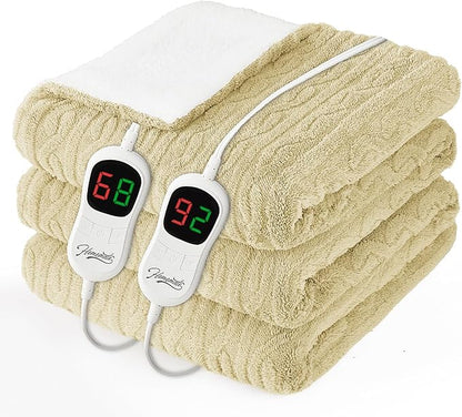 Homemate Electric Heated Blanket King - 100"x90" Heating Bed Blankets Throw with 10 Heating Levels 8 Hours Auto Off Fast Heating Over-Heated Protection Ultra Soft Warm Flannel ETL Certified