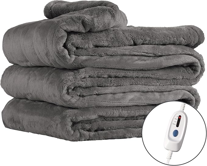 Electric Heated Blanket Full Size 72"×84" with 9 Heating Levels & 1-10Hs Auto Off, Single Control Large Heating Heater Blankets, Cozy for Bed & Sofa, Energy Efficient, Machine Washable, Light Gray