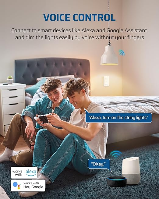 DEWENWILS Smart Dimmer Switch with Remote, Single-Pole, Needs Neutral Wire, 2.4GHz Wi-Fi Electrical Light Dimming Switch Works with Alexa & Google Home, Remote/WiFi Smart Control Dimmer, ETL Listed