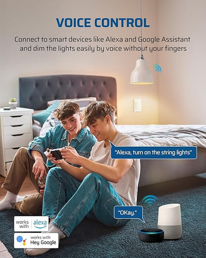 DEWENWILS Smart Dimmer Switch with Remote, Single-Pole, Needs Neutral Wire, 2.4GHz Wi-Fi Electrical Light Dimming Switch Works with Alexa & Google Home, Remote/WiFi Smart Control Dimmer, ETL Listed