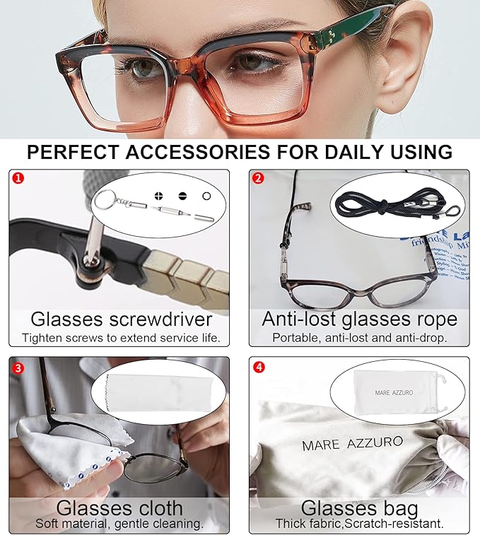 MARE AZZURO Blue Light Blocking Reading Glasses Women Computer Readers 0 100 125 150 175 200 225 250 275 300 350 400 500 600 (Brown, 2.25)