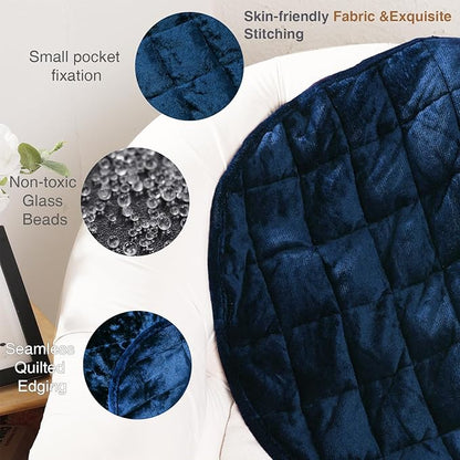 Alomidds Weighted Blanket 7lbs for Adults, Cozy Breathable Weighted Lap Blanket, Small Weighted Blanket Travel, Weighted Lap Pad for Relaxing, Sleeping, Navy, 29" x 24"