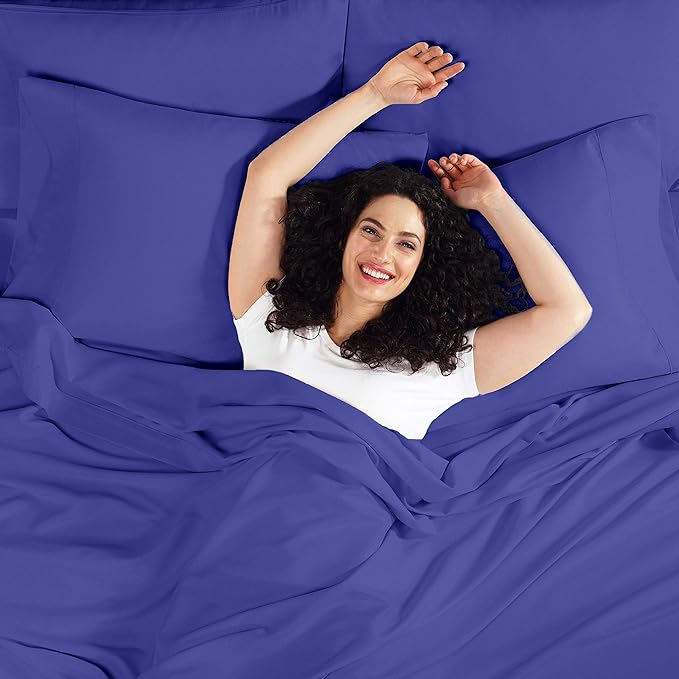 Empyrean 4 Pack King Fitted Sheets - Deep Pocket, Fits 14-16 Inch Mattress, Ultra Soft Microfiber, Fade & Wrinkle Resistant, Shrinkproof, Durable Sheets, Royal Blue