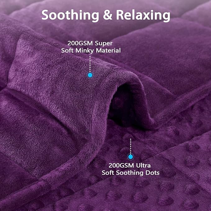 L'AGRATY Weighted Blanket - 36"x48" 3lbs Minky Dots Heavy Blanket with Glass Beads Soft Breathable for All-Season Summer Fall Winter Thick Comfort for Sleeping