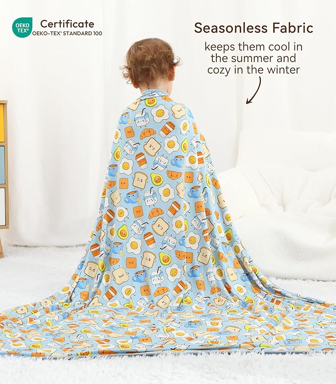 Premium Baby Blankets, Soft Viscose from Bamboo Blanket for Boys and Girls, Nursery Crib Bedding Quilt for Newborn and Toddler, Cooling for Hot Sleepers, 50'' x 50'' Blue Breakfast