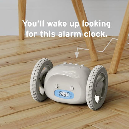 CLOCKY Alarm Clock on Wheels – Loud Rolling Alarm Clock for Heavy Sleepers | Runaway Clock That Jumps & Runs to Wake You Up | Funny Unique Gift for Adults, Teens & Kids Bedrooms (Mist)