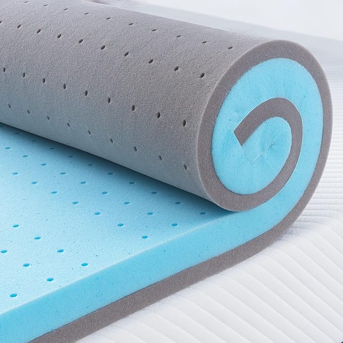 Maxzzz King Mattress Topper,3 Inch Ventilated Design Memory Foam Queen Mattress Topper,Cooling Gel Infused Swirl Foam Pad for Pressure Relief Back Pain, CertiPUR-US Certified