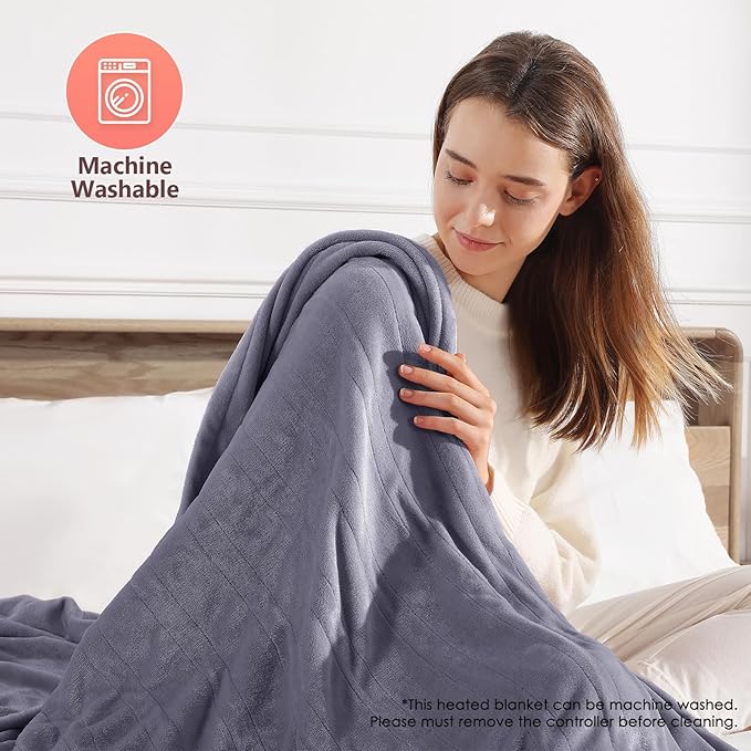 Heated Blankets King Size Electric Blankets 100''X90'', Soft Cozy Flannel Electric Blanket King with Dual Controllers, 5 Heating Level & 10 Hour Auto Off, ETL Certified & Machine Washable, Warm Gifts