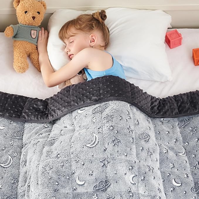 yescool Weighted Blanket 10 Pounds Weighted Lap Blanket, Glow in The Dark Star Heavy Blanket, Warm Minky Weighted Throw Blanket Gift for 80-110lbs, 40"x60"