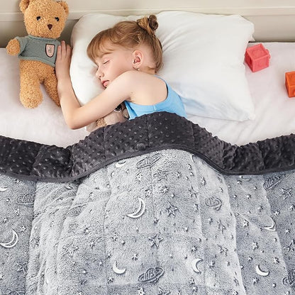 yescool Weighted Blanket 10 Pounds Weighted Lap Blanket, Glow in The Dark Star Heavy Blanket, Warm Minky Weighted Throw Blanket Gift for 80-110lbs, 40"x60"