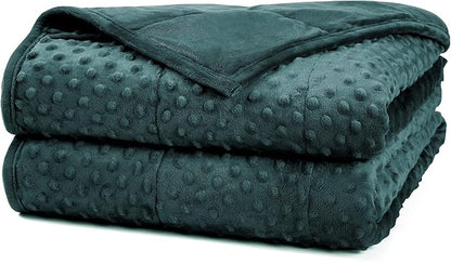 Alomidds Weighted Blanket (48"x72",20lbs Twin Size - Green), Weighted Blankets for Adults, Cooling Breathable Soft and Comfort Minky, Heavy Blanket Microfiber Material with Glass Beads