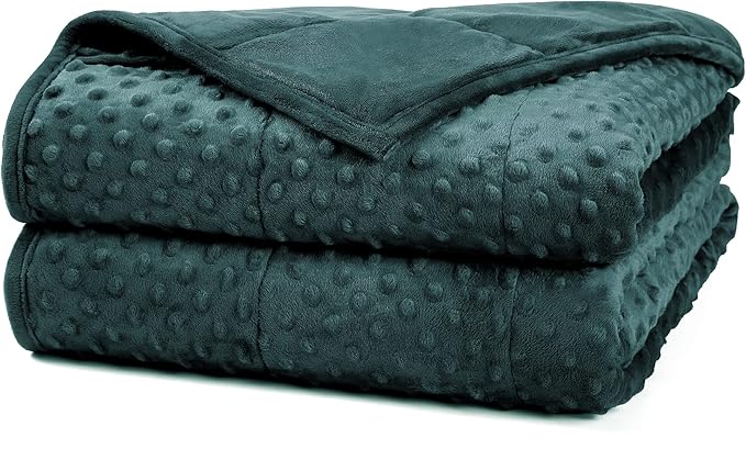 Alomidds Weighted Blanket, Luxury Velvet Weighted Blankets for Adults and Kids,Warm and Breathable Soft and Comfort Minky, Cute Heavy Blanket with Premium Glass Beads (36"x48" 5LBS, Green)