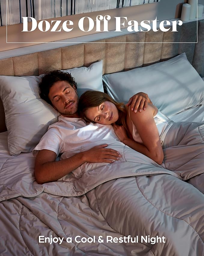 Lavish Comforts® Cooling Comforter Queen Size, Ice Blanket, Cool Comforters for Hot Sleepers, Summer Cooling Comforter, Lightweight Comforter Queen Cooling Blanket, Queen Grey 90"x90"