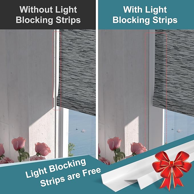 Motorized Blinds with Remote,Light Filtering Smart Roller Shades with App,Voice Control,Thermal Insulated Automatic Blinds,Electric Shades with USB/Solar Pannel.Filter Jacquard Black