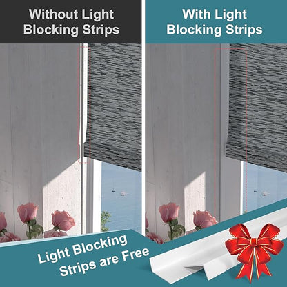 Motorized Blinds with Remote,Light Filtering Smart Roller Shades with App,Voice Control,Thermal Insulated Automatic Blinds,Electric Shades with USB/Solar Pannel.Filter Jacquard Black