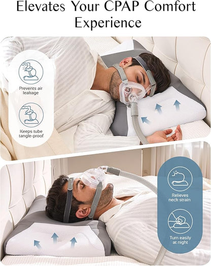 CPAP Pillow for Side Sleeping, HSA/FSA Sleep Apnea Pillow for All CPAP Masks Users to Reduce Air Leaks, Masks Pressure, Memory Foam with Cooling & Breathable Pillowcase for Side Back Sleeper