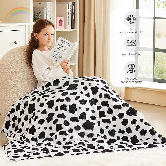HOSUKKO Weighted Blanket - 10 lbs Cow Pattern Heavy Blanket - Breathable Blanket(50 * 60 inches, 10 lbs)