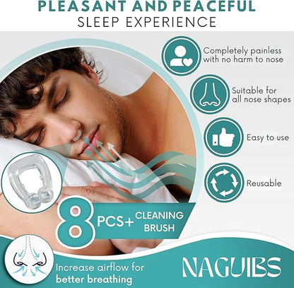 Valentines Day Gift Premium 8 Pack Anti Snoring Devices Snore Stopper Magnet Silicone Nose Clips Efective Snoring Solution Support Breathing Enhance Sleep Experience for Quieter Sleep aid