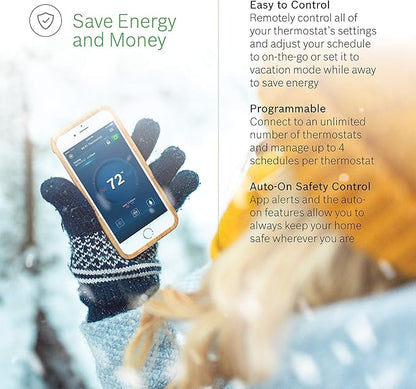 Bosch Thermotechnology Bosch Connected BCC50 Wi-Fi Thermostat-Compatible with Alexa and Google Assistant, All-in-One, Touch Screen, Safety Control, Smart Home, White