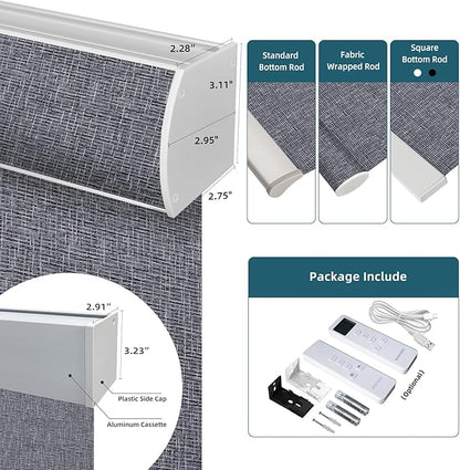 Motorized Blinds with Remote, Electric Shades with Remote Control,Compatible with Homekit, 100% Blackout Solar Blind,Child Safety Shades,Dark Charcoal