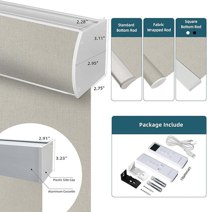 Motorized Smart Blinds with Remote,Automatic Blackout Roller Shade Compatible with Google Home and Alexa,Homekit,Electric Shades,Custom up110''Wx128''H,Bouvardia Cream