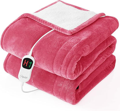 Homemate Electric Heated Blanket Full - 72"x84" Heating Bed Blankets Throw with 10 Heating Levels 8 Hours Auto Off Fast Heating Over-Heated Protection Ultra Soft Warm Flannel ETL Certified