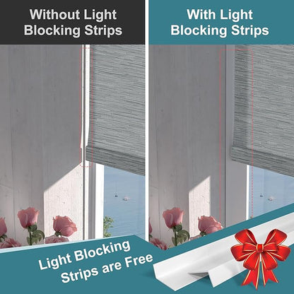 Motorized Blinds with Remote,Light Filtering Smart Roller Shades with App,Voice Control,Thermal Insulated Automatic Blinds,Electric Shades with USB/Solar Pannel.Filter Jacquard Grey