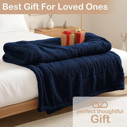 Electric Heated Blanket Full Size 72"×84" with 9 Heating Levels & 1-10Hs Auto Off，Double Sided Plush Sherpa, Energy Efficient, Machine Washable, for Couch & Bed, Dark Blue