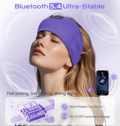 ink-topoint Sleep Headphones Bluetooth 5.4 Headband, 2 in 1 Sleep Mask with Bluetooth Headphones, Wireless Headband Earphones with Ultra-Thin HD Stereo Speaker, Music Headband for Running Workout Yoga