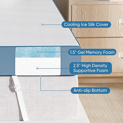 4 Inch Firm Mattress Topper Twin Size, Memory Foam Mattress Topper Extra Support, High-Density Memory Foam Bed Topper for Pain Relief, with Removable Soft Cover, CertiPUR-US Certified