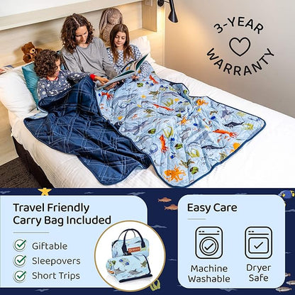 Aricove Weighted Blanket Kids, 7 lb, 40x60 inches, Small Twin Size, Soft Cotton, Machine Washable, Blue/Ocean Animals