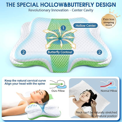 Memory Foam Pillows, Cervical Pillow for Neck and Shoulder Pain Relief, Ergonomic Contour Bed Pillow, Soft for Side Sleep Stomach Sleeping and Back Sleeper