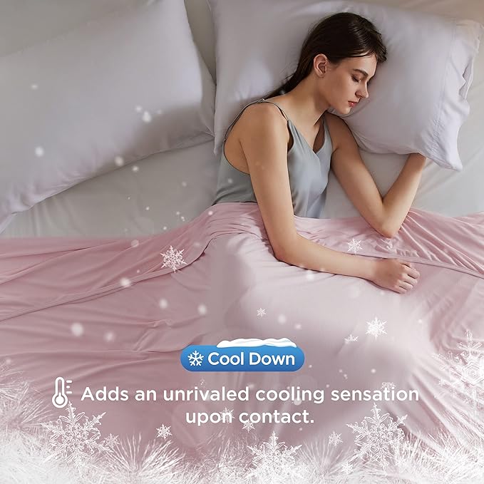 Bedsure Pink Cooling Blanket for Hot Sleepers - Summer Cold Throw Blanket for Bed, Arc-Chill Lightweight Summer Bedding, Cool Thin Ice Cold Cooled Throws with Rayon Derived from Bamboo, 50x70
