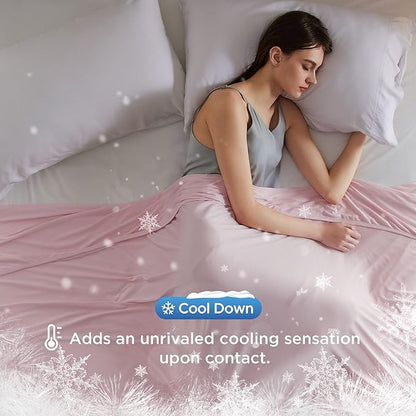 Bedsure Pink Cooling Blanket for Hot Sleepers - Summer Cold Throw Blanket for Bed, Arc-Chill Lightweight Summer Bedding, Cool Thin Ice Cold Cooled Throws with Rayon Derived from Bamboo, 50x70