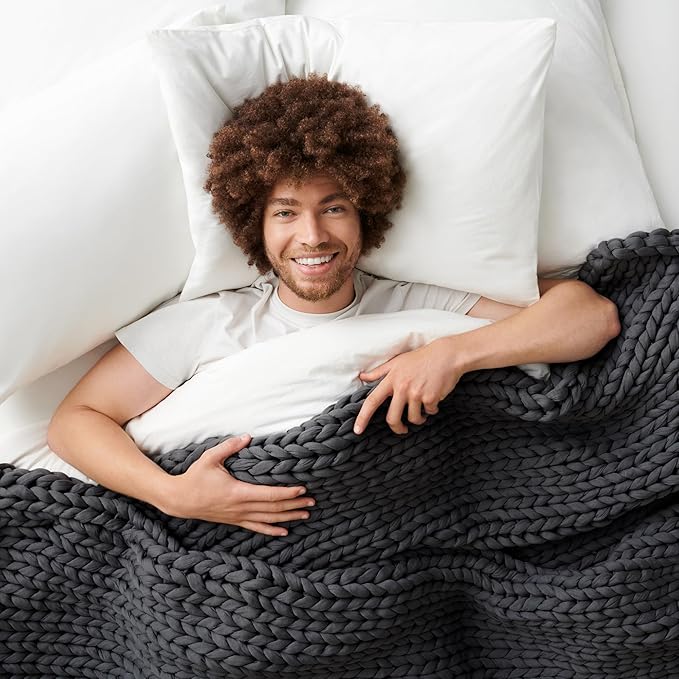 Bearaby Heavy Weight Weighted Ocean Polyfill Hugger Blanket (Asteroid Grey, 25 lbs.)