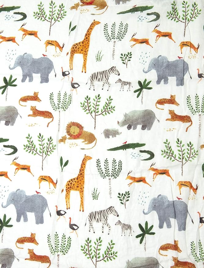 Loulou Lollipop Soft Baby Swaddle Blanket Muslin Wrap Receiving Blanket for Newborn to Toddler Girl and Boy, Large 47” by 47” - Safari Jungle…