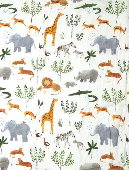 Loulou Lollipop Soft Baby Swaddle Blanket Muslin Wrap Receiving Blanket for Newborn to Toddler Girl and Boy, Large 47” by 47” - Safari Jungle…