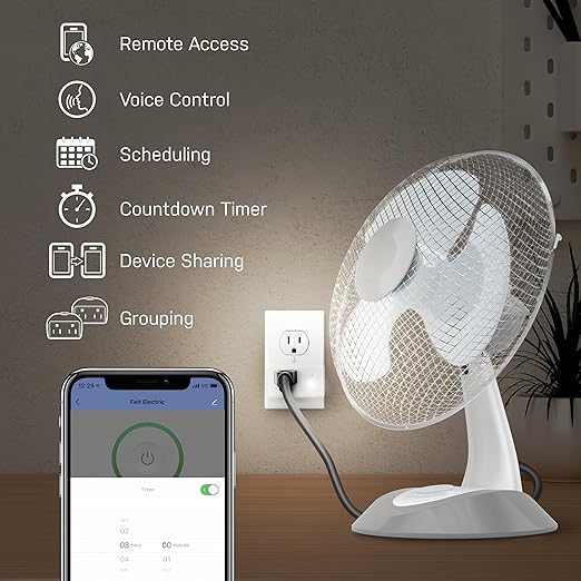 Feit Electric Smart Wi-Fi Plug, Works with Alexa and Google Home, No hub Required, 2.4 Ghz Network Only, Remote Control from Anywhere 15 Amp, Indoor Outlet Plug with Night Light