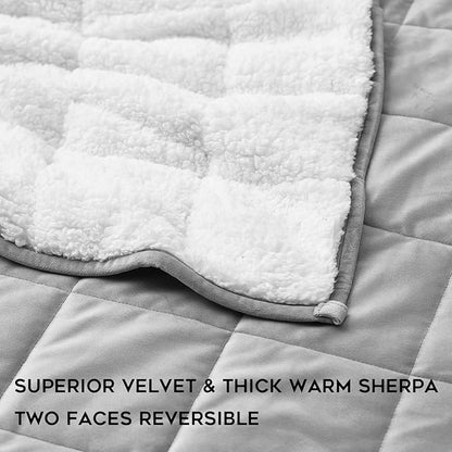 YnM Sherpa Weighted Blanket (Light Grey, 50''x60'' 10lbs) Ultra Fuzzy & Cosy Sherpa Weighted Blanket Throw, Cosy & Relaxing Blanket, Home Decor Piece …
