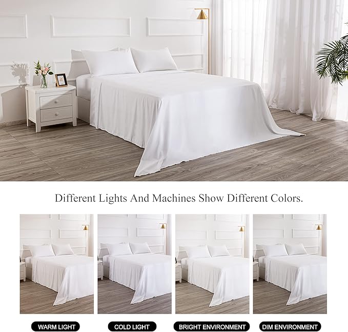 Best Season Twin Size Bed Sheet Set - 3 Piece (White),Super Soft Microfiber 1800 Thread Count Luxury Egyptian Sheets with 16-Inch Deep Pocket Wrinkle and Hypoallergenic