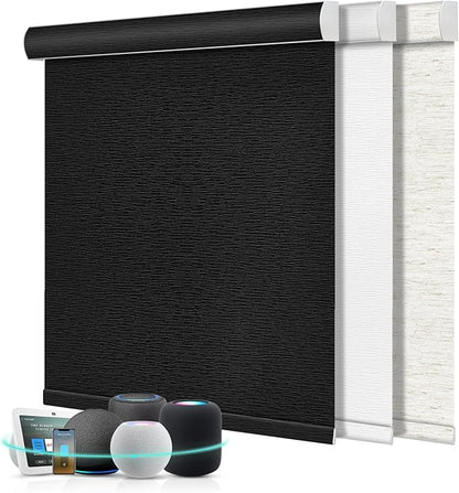 Aprilsmart Motorized Blinds with Remote,Compatible with Apple HomeKit Alexa Google Home- Voice and app Control,Motorized Roller Shades 100% Blackout Custom Size(Treebark obsidian-28)
