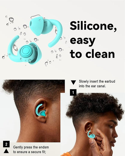 SUPCEAT Ear Plugs for Sleeping - Noise Reduction Soft Silicone Earplugs, 2 Pairs Reusable Hearing Protection Earplugs for Noise Sensitivity, Sleep,Snore,Travel, Sound Reduction Noise Cancelling - Blue