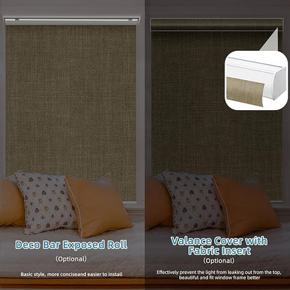 SmartWings Motorized Smart Blinds with Remote, Custom Automatic 100% Blackout Roller Shade Compatible with Alexa/Homekit/Google, Electric Smart Blinds for Indoor Windows, Vigor Wheat