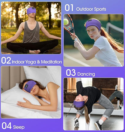 TOPOINT Sleep Headphones Headband Bluetooth 5.4, Sports Headband Wireless Earphones Sweat Breathable with HD Stereo Speaker for Women Men Sports Gifts Workout Jogging Yoga Insomnia Travel Meditation