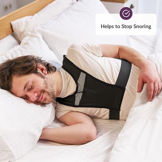 Anti Snoring Device | Positional Sleep Apnea Device | Side Sleep Trainer to Stop Snore | Includes Ball to Prevent Back Sleeping | Positional Therapy for Snoring Relief | Adjustable, Lightweight Vest