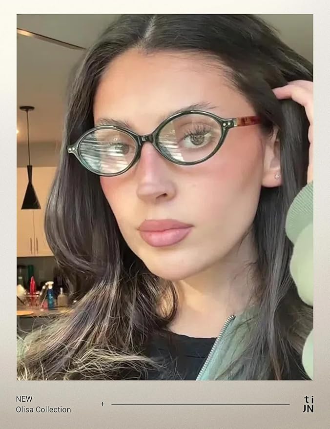 TIJN Olisa Blue Light Blocking Glasses for Women Men,Oval Glasses Frame Bluelight Glasses for Gaming/Computer/Screen