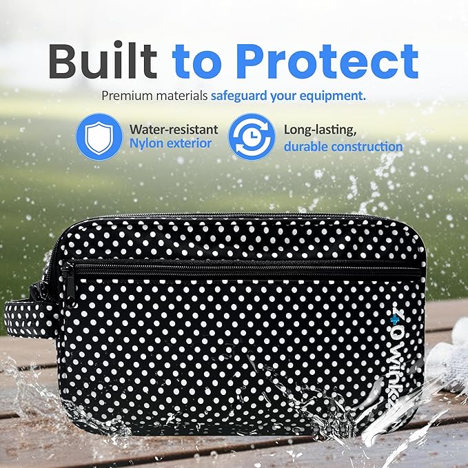 40Winkz USA, Travel Carrying & storage bag compatible with ResMed AirMini Machine, Carrying Case with adjustable shoulder strap and luggage strap Black (Empty Bag Only) (Black & White)