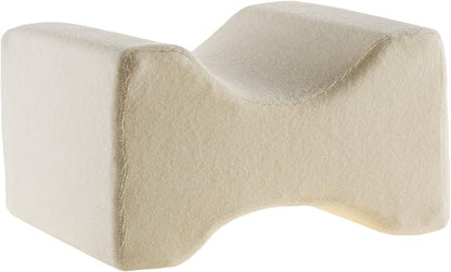 Remedy Knee Pillow for Side Sleepers - Contoured Memory Foam Leg Pillow for Back Pain, Spine Alignment, and Sciatica, Hip, and Joint Relief - Elevation Cushion with Washable Cover (Off-White)