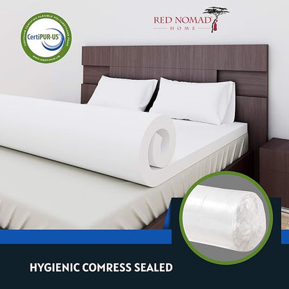Memory Foam Mattress Pad 4 Inch - Twin Size Mattress Topper for Back Pain Relief. Breathable, Comfortable Cooling Bed Pad/Made in The USA