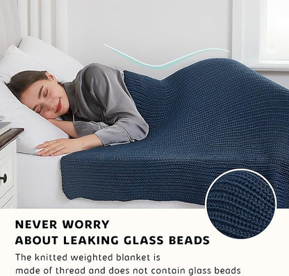 L'AGRATY Knitted Weighted Blanket - 60"x80" 15lbs Cooling Chunky Knit Heavy Blanket for Adults Braided Crochet Throw Thick Cable Yarn Knit Decorative No Beads Evenly Weighted Machine Washable